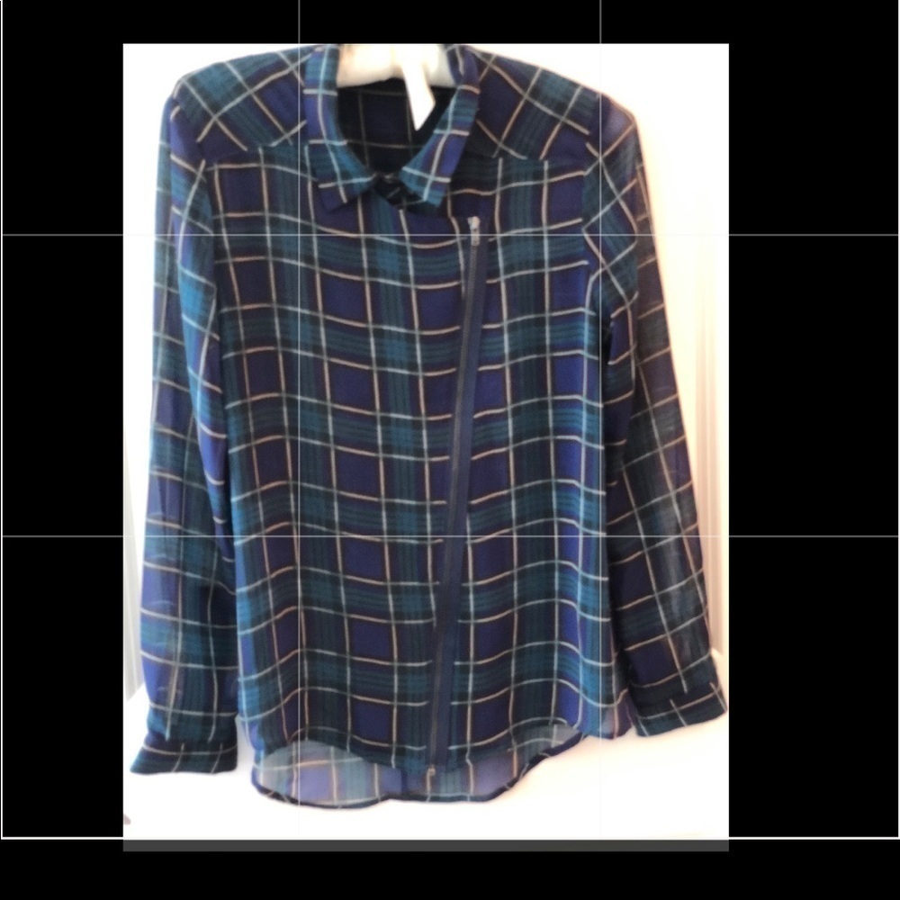 The Kooples Sheer Long Sleeve Zip Blouse Size S